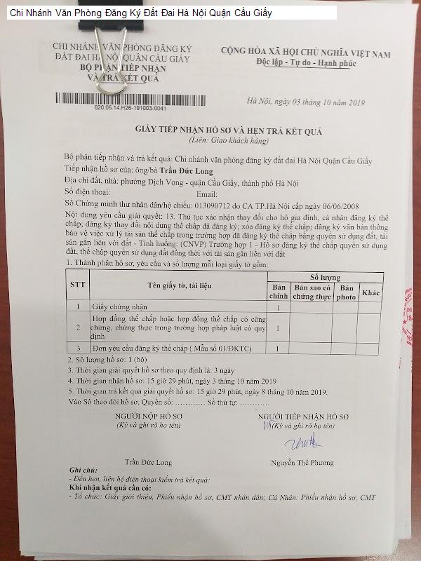 Chi Nhánh Văn Phòng Đăng Ký Đất Đai Hà Nội Quận Cầu Giấy