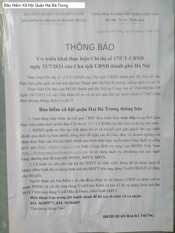 Bảo Hiểm Xã Hội Quận Hai Bà Trưng